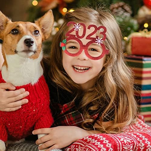 עיצוב חג המולד צעצועים משקפי נצנצים, 4 יחידות 2023 משקפי מסיבה מסגרת משקפיים לילדים מסגרות אבזרי