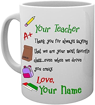 אישית בית ספר מורה האהוב כיתת קרמיקה קפה ספל תה כוס - מחנך הערכה כיתה של 2023 או יום הולדת מתנה עם מותאם