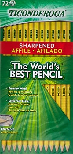 עפרונות גולף Ticonderoga עם מחקים, עופרת 2 Hb, צהוב, חבילה של 72 ועפרונות, עץ עץ, חתך מראש, 2 כס