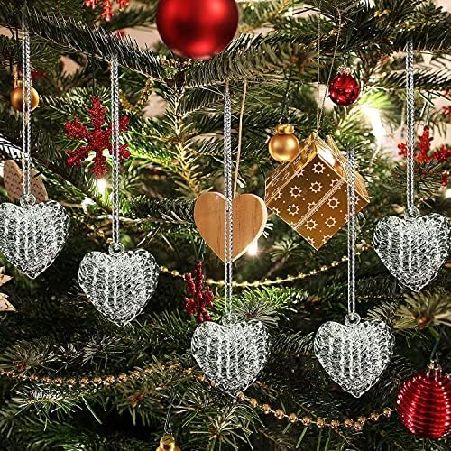 קישוטים לחג המולד בית וחיצוני עיצוב 12 חלקים קישוטי זכוכית לב חג המולד קישוטים לבורים קישוטי לב