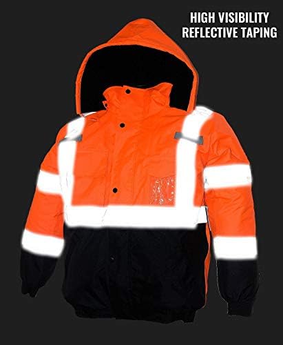 בניו יורק Hi-Viz לבגדי עבודה WJ9011/12 ANSI גברים כיתה 3 מעיל בטיחות מפציץ נראות גבוה, אטום מים