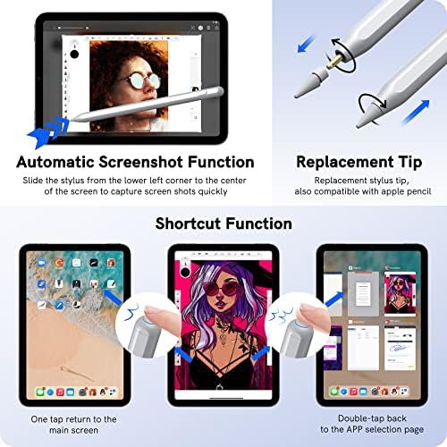 עט חרט טעינה אלחוטית עט לאייפד - zspeed ipad עיפרון 2nd gen עם Bluetooth, Stylus אפור תואם ל- Apple iPad 10/9/8/7/6