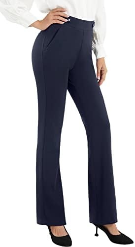 מכנסי שמלת יוגה לנשים Afitne מכנסי עבודה נמתחים מכנסי עבודה משרד עסקים מכנסיים מזדמנים עם כיסי רוכסן