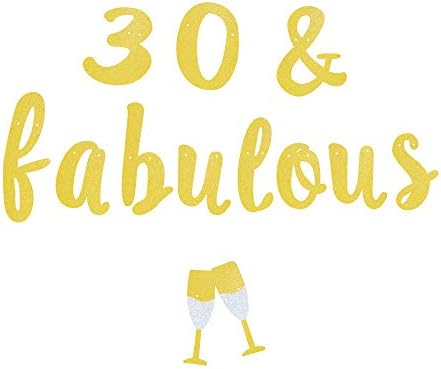 נצנצים זהב של Goer 30 וכרזות משקפי שמפניה מדהימים לקישוטים למסיבת יום הולדת 30