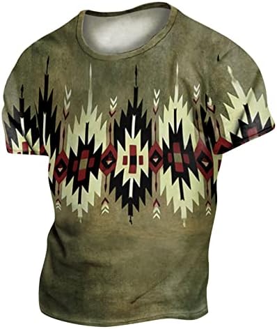 חייל Beuu חולצות שרוול קצר לרוול לרחוב אופנה Mens 3d Aztec Boho Tee Graphic Tea
