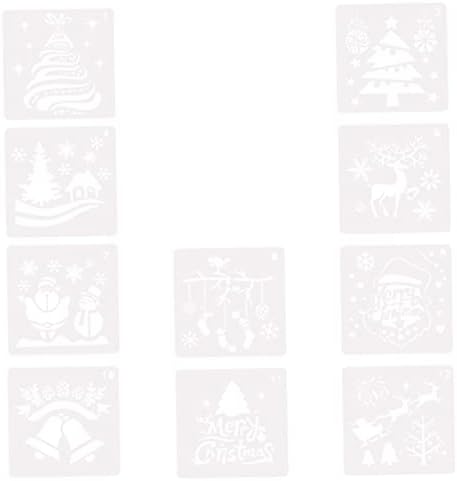 10 יחידות חג המולד ציור תבנית סטנסיל גיליונות מקשטים כלים שבלונות לילדים פתית שלג רצפת תבניות שלג אלבום