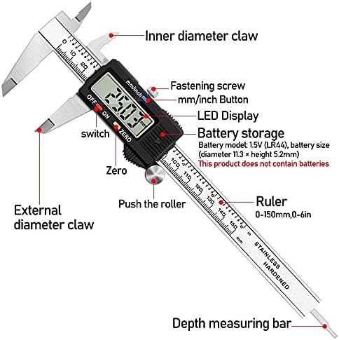 סלאטיום דיגיטלי ורניה קליפר 6 אינץ 0-150 ממ אלקטרוני מדידת קליפר נירוסטה
