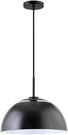 תליון רחב של Henn & Hart 16 עם צל מתכת בשחור מט, תליון, גוף תאורה לתקרת תקרה סומק למטבח, סלון