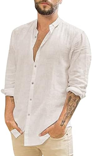 XXBR Mens Mens כפתור מזדמן למטה חולצות שרוול ארוך צמרות חוף מוצק צווארון נוחות רגילה מתאימה חולצה