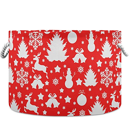 Visesunny אדום חג המולד פשוח פשפש שלג שלג איש כביסה סלי כביסה באחסון בד קופסת אחסון קופסת אחסון מתקפלת על