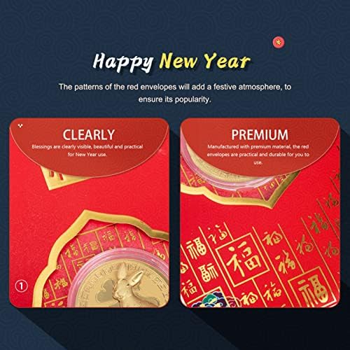 6 יחידות סיני חדש שנה אדום מעטפות ארנב מטבעות אדום מעטפות 2023 סיני ארנב שנה מזל כסף מנות הונג באו סיני אדום מעטפות