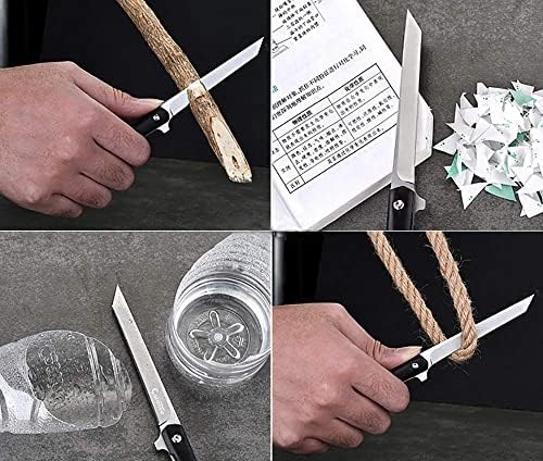 סכין כיס יפנית של קארימי-סכין כיס דק בגודל 4 אינץ ' - סכין סנפיר ציר מיסב כדורי, להב טנטו חד ד2 פלדה, ידית