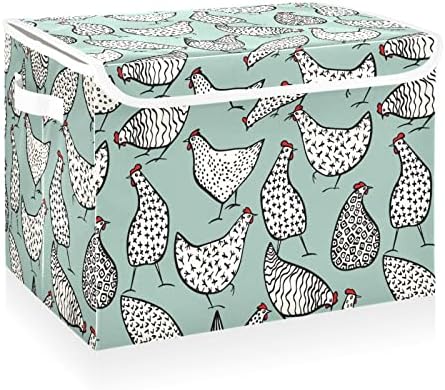 קופסאות אחסון מתקפלות של קטאקו עם מכסים תרנגולות חוות ירוק פחי אחסון בדים גדולים מתקפלים עם מכסים ארון אחסון