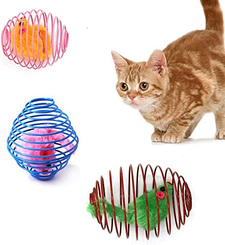 חתול אביב צעצועים, נמתח חתול אביב כדורי אינטראקטיבי בכלוב חולדות מתגלגל חתול כדורי לגורים, 3 יחידות
