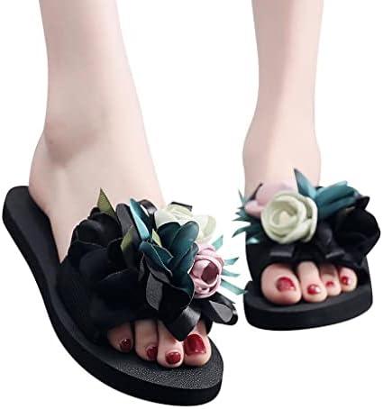 סנדלי קיץ AAYOMET לנשים, סנדלי נשים סנדלי קישוט פרחי קיץ סנדלים נעלי בית בוהן פתוחות כפכפים