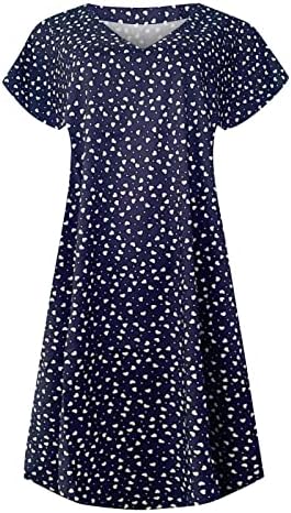 שמלת Boho של Fragarn לנשים, אופנה מזדמנת של נשים קז'ואל רופף שרוול קצר מודפס 2022 שמלת צווארון V