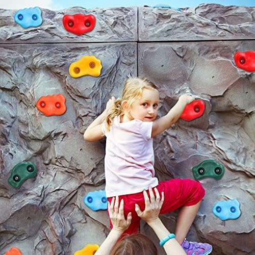 מוטה שמח 25 טיפוס סלע מחזיק לילדים מטפסים עם חומרה, קיר סלע מחזיק מטפסים על קיר סלע אחיזות לסט משחק מקורה
