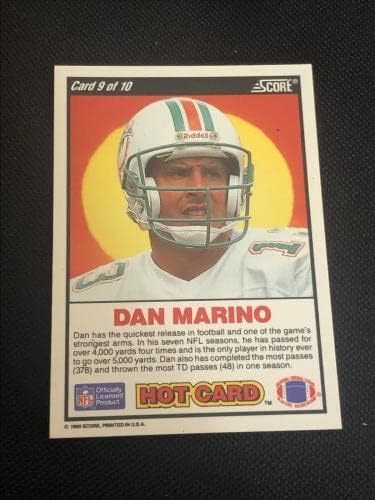 דן מרינו 1990 ציון קלף חם חתום על כרטיס חתימה מיאמי דולפינים - כרטיסי כדורגל עם חתימה של NFL