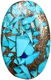 Real-gems 34 ct. נחושת טבעית רופפת טורקיז אבן חן סגלגלה מבריקה, לייצור תכשיטים אבן אנרגיה, עטיפת תיל, מלאכות