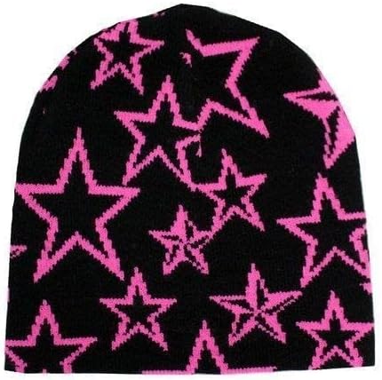 POOYIKOI Y2K כובעי כפה סרוג כובע כובע מכתב כוכב כוכב ג'קארד כובע 2000 גברים חמודים נשים יוניסקס