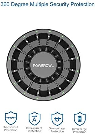 Powerowl 16 מפרץ AA AA AAA מטען סוללות עם תאורת LED ותקע חכם, סוללות AA נטענות 2800mAh -12 ספירת, עבור אורות