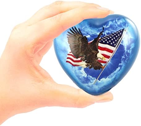 זיכרונות אלמוותיים תהילה אמריקאית ללב שמור את הכד, דגל עם Eagle Mini Urn לאפר, מעמד מינון פטריוטי מרקיע,