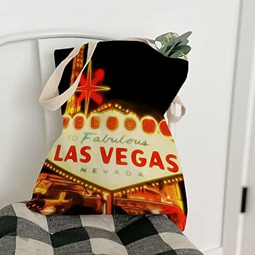 תיק של Las Vegas תיק לשימוש חוזר של Cityscape תיק מכולת תיק כתף לטיולי קניות ספרי חוף