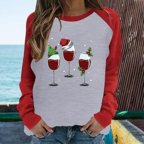 צוואר מזדמן של נשים צוואר עגול צבעוני תואם כוס יין לחג המולד