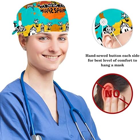 רפואי עבודה כובעים עם כפתורים, כותנה סרט זיעת נפוחה עניבת חזרה כובע קיץ חוף דוב
