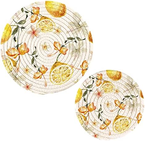 פרחי מים פרחי לימונים שליחות לימונים למנות חמות מחזיקי סיר סט של 2 חתיכות רפידות חמות למטבח כותנה