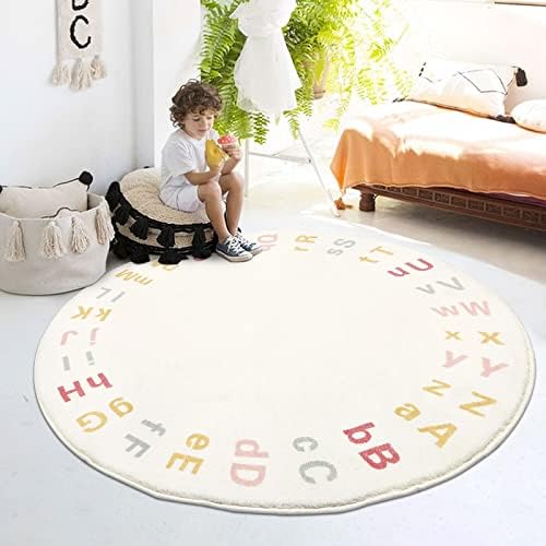 Hiiarug ABC שטיח חדר משחקים שטיח משתלת שטיחי אלף-בית עגולים רכים שטיח לילדים ללא החלקה לחדר ילדים חדר ילדים