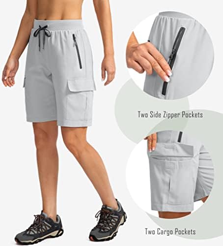 מכנסיים קצרים של מטעני טיולים של Soothfeel לנשים עם 5 כיסים בקיץ יבש מהיר גולף אתלטי ברמודה מכנסיים קצרים ארוכים