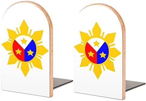 פיליפיני דגל כוכב תומכי ספרים דקורטיבי הדפסת עץ ספר מסתיים לגנוז חבילה של 1 זוגות