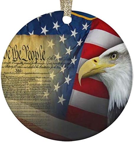 עגול מבריק קרמיקה חג המולד קישוט-פטריוטי ארה ב דגל עצמאות יום 4 ביולי אמריקן איגל מותאם אישית קרמיקה