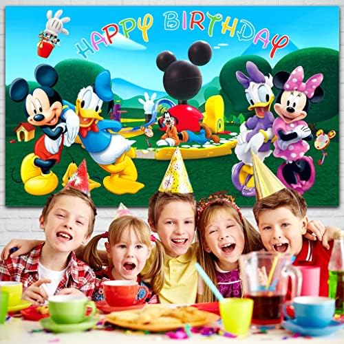 מועדון מיקי מאוס רקע יום הולדת שמח לילדים אספקת מסיבת יום הולדת קישוט מיקי מאוס וחבריו 1 2 3 עוגת שולחן באנר