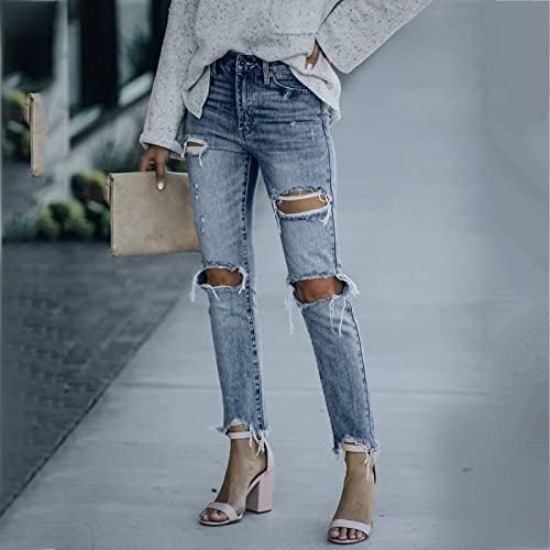 אין צבע אחיד של נשים ישר חור ישר מותניים גבוהות ג'ינס רזה אלסטי קלאסי פלוס
