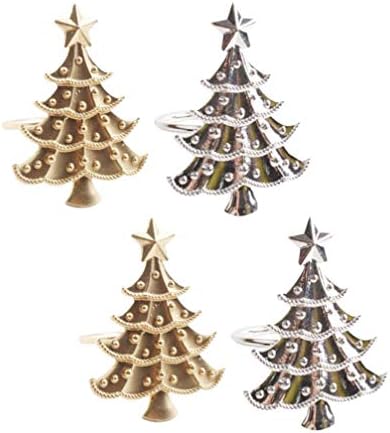 CABILOCK 4 PCS טבעות מפיות עץ חג המולד קבעו טבעות מפיות עדינות אבזמי מפיות טבעות מפיות טבעות שולחן