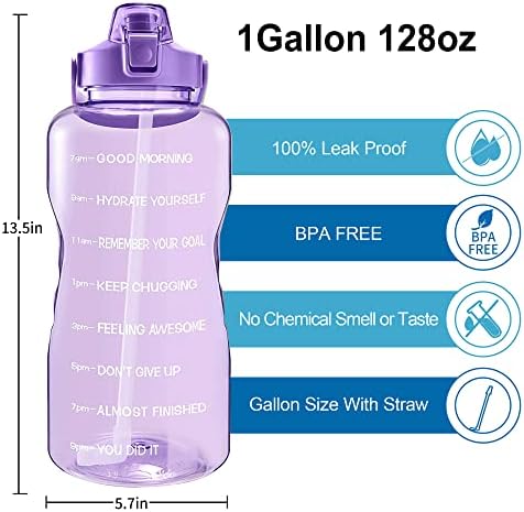 EYQ 128OZ אטום דליפות בקבוק שתייה חינם עם סמן זמן מוטיבציוני, BPA בחינם לכושר, כושר וספורט חיצוני