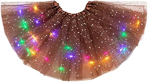 חצאיות לריקוד נשים לנשים נורות LED 3 שכבת כוכבים מיני חצאית רשת חצאית נפוחה חצאיות בלרינה ילדה