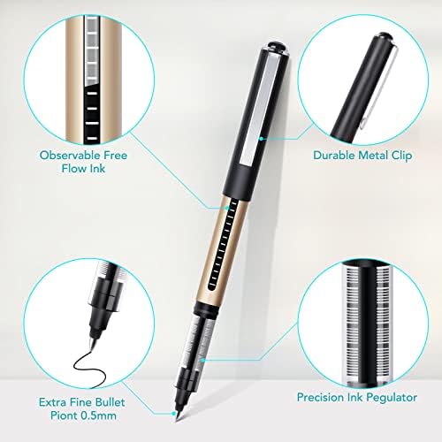 עטים של גלגל עט נוזלי דיו - 12 חבילות עטים למקל כדור מתגלגל, 0.5 ממ עטים קצה עדין נקודה עדינה עטים כתיבה חלקה,