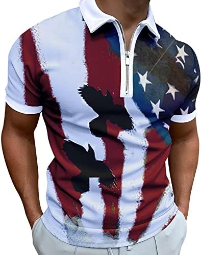 2023 חולצה פטריוטית של דגל אמריקאי חדש לגברים לגברים 4 ביולי שרירים דחו חולצות צווארון רזה שרוול מלא
