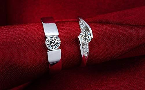 אולוביידו 2 יחידות טבעות אירוסין תואמות שלו ושלה סט עם טבעת נישואין זוגית מצופה פלטינה זירקוניה עגולה