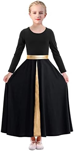 בנות פוטיט בנות מתכת בלוק בלוק ליטורגי שמלת ריקוד שרוול ארוך שרוול ארוך פולחן תלבושות ליריות חלוק כנסייה