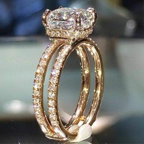 פלוי פיילין נוצץ נשים 14 קראט זהב מלא לבן ספיר טבעת אירוסין תכשיטי חתונה