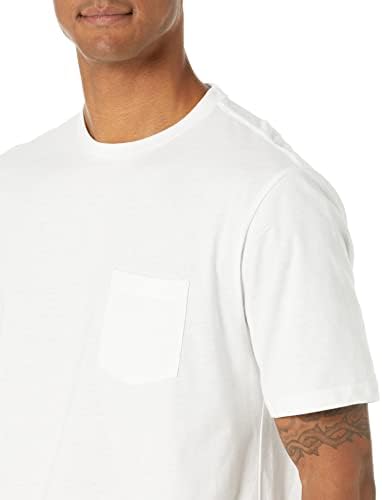 אמזון יסודות גברים של בכושר רגיל קצר שרוול צווארון עגול כיס חולצה, חבילה של 2
