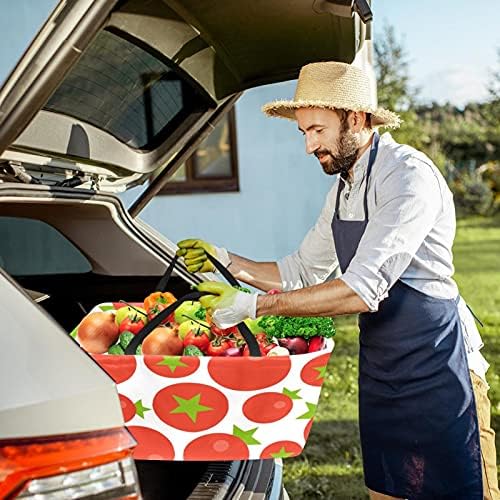 Lorvies ירקות עגבניות אדומות תבנית לתיקי מכולת לשימוש חוזר סלי אחסון שקיות קניות, שקיות אחסון גדולות