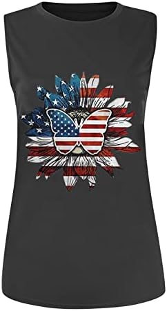 חולצת דגל אמריקאית ללא שרוולים אמריקאית גופיות דגל אמריקאיות לנשים חולצת חמניות חמניות ארהב כוכבים