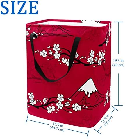 דפוס פוג ' יסאן יפני הדפס אדום סל כביסה מתקפל, סלי כביסה עמידים למים 60 ליטר אחסון צעצועי כביסה לחדר שינה בחדר