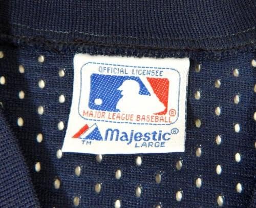 1983-90 מלאכים בקליפורניה משחק ריק הונפק תרגול חבטות כחול ג'רזי L 689 - משחק משומש גופיות MLB