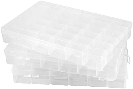 Zoenhou 6 Pack 36 רשתות מארגן פלסטיק מיכל, קופסת אחסון מארגן פלסטיק ברור עם מחלקים מתכווננים לתכשיטים